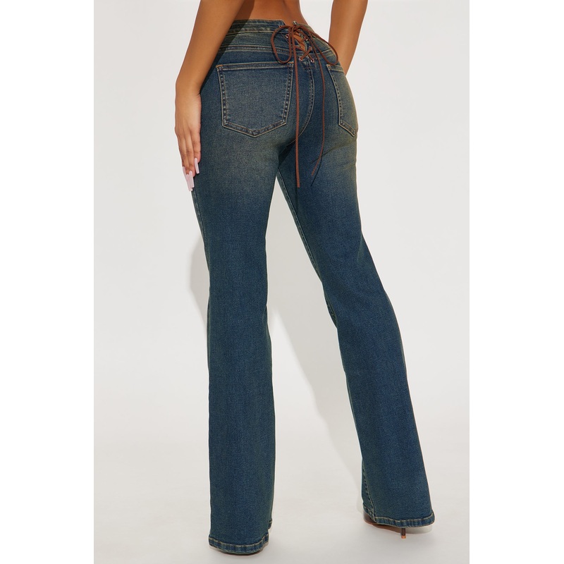 Country Soul Lace Up Flare Jeans – Vintage Wash