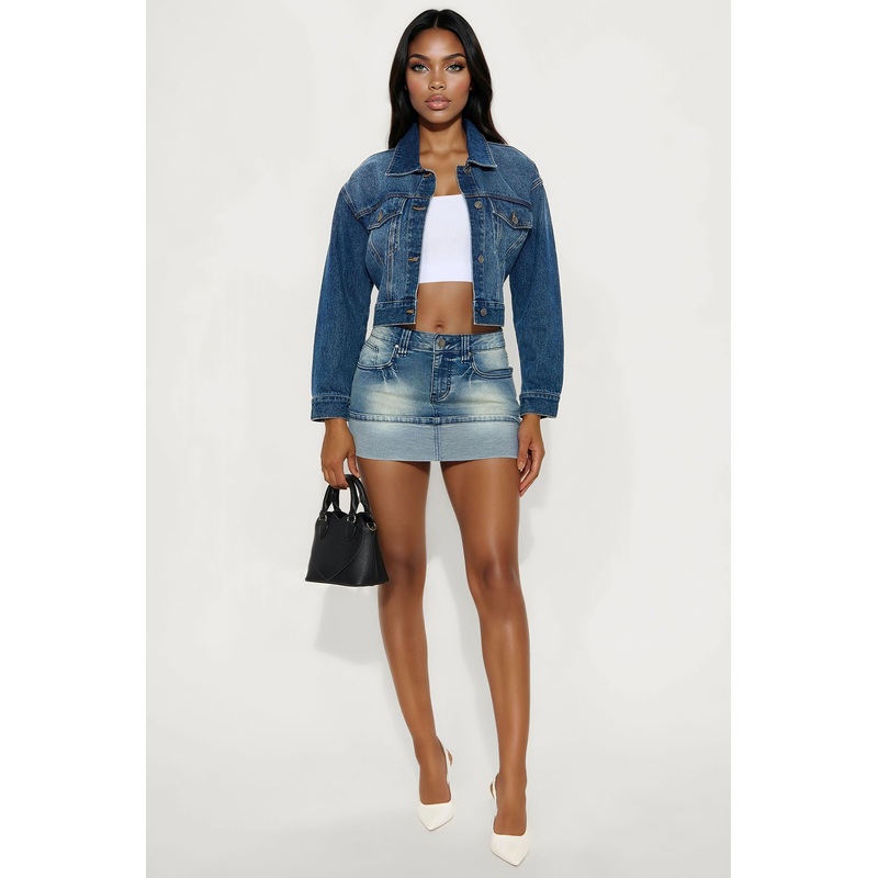 Kimmy Bootcut Denim Micro Mini Skirt – Vintage Wash