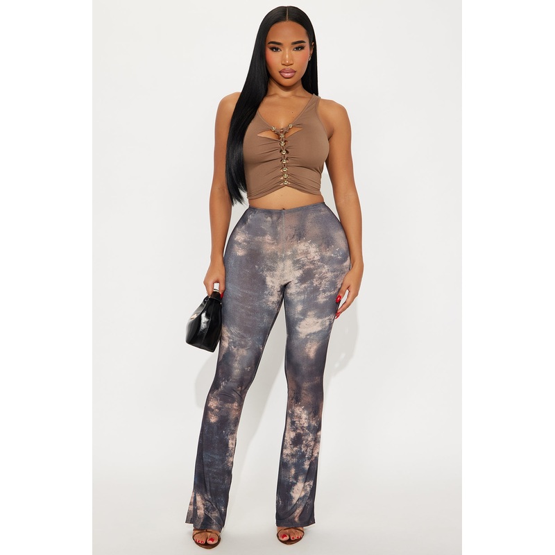 Azani High Rise Flare Leg Pant 33 – Brown/combo