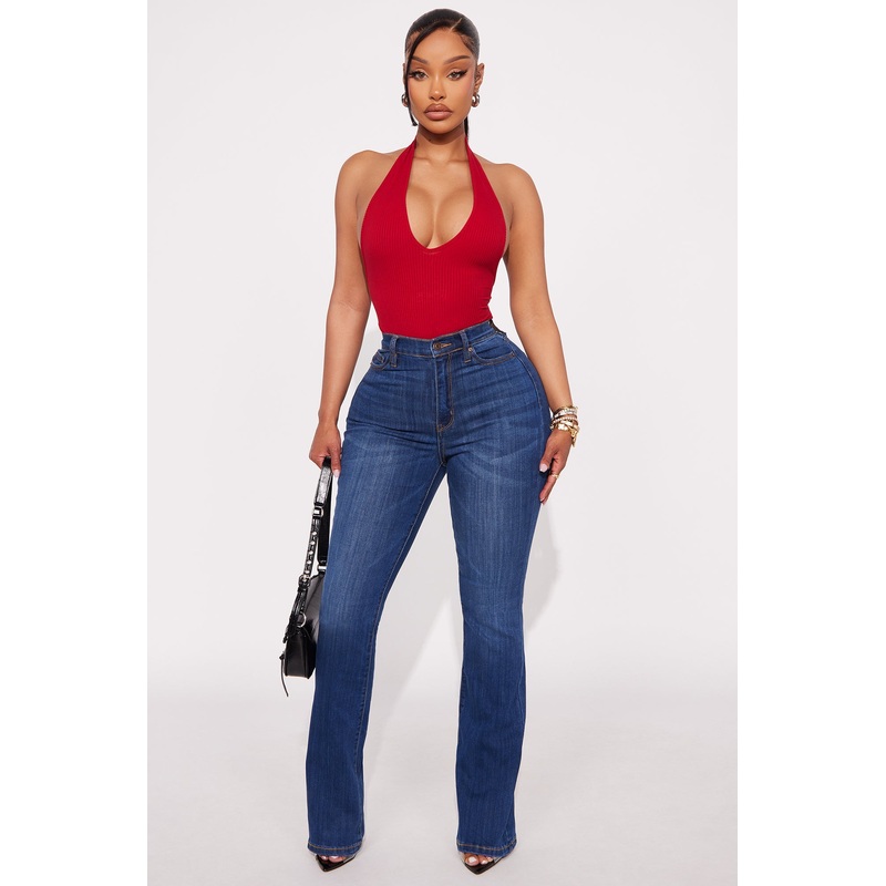 Get My Good Side Slit Premium Stretch Skinny Jeans – Dark Wash