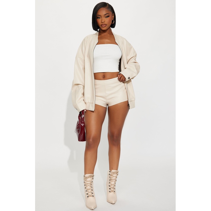 Kelis Faux Leather Micro Short – Tan