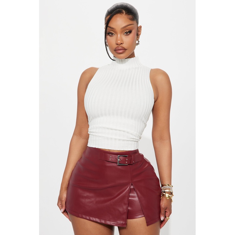 That Girl  Mock Neck Sweater Top – Cream