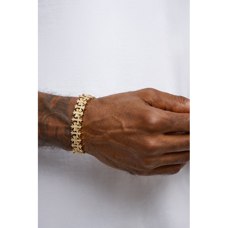 9MM Iced Out Multi Cross Bracelet – Gold