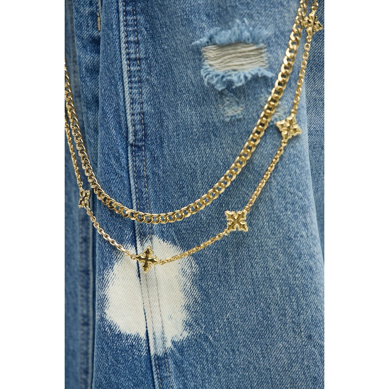 Cross & Cuban Double Pant Chain – Gold