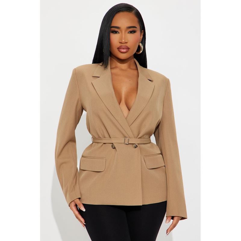 Darlene Belted Blazer – Khaki