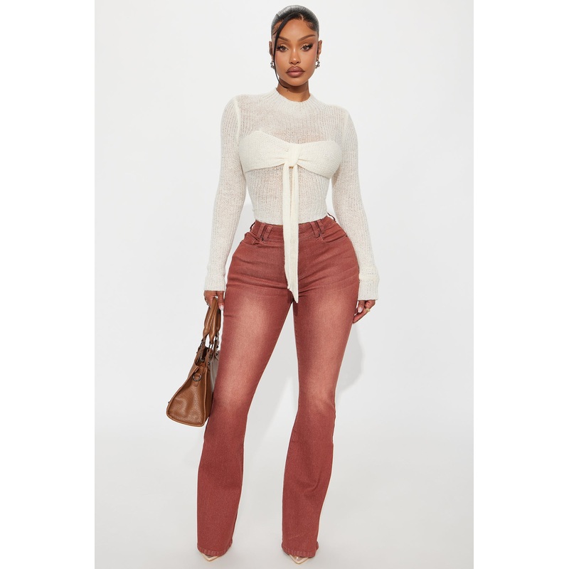 Fatal Attraction Stretch Flare Jeans – Burgundy