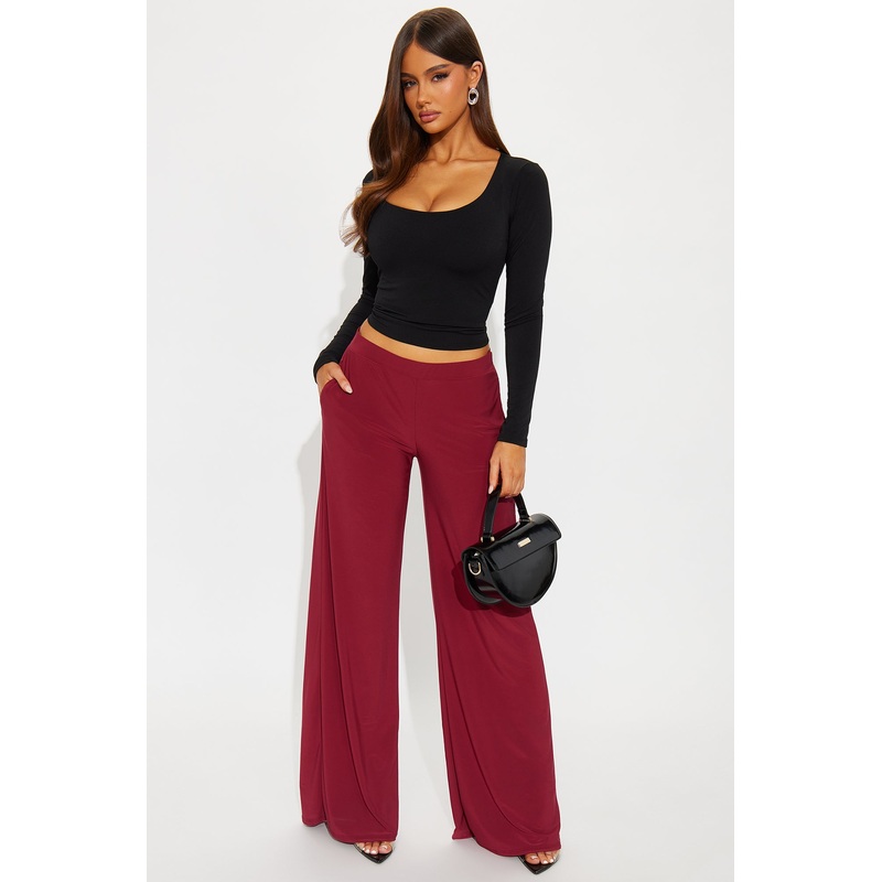 Promise Me Low Rise Wide Leg Travel Pant 33 – Raspberry