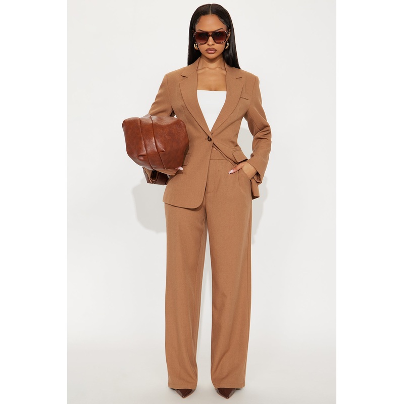 Alexandra High Rise Structured Twill Trouser – Tan