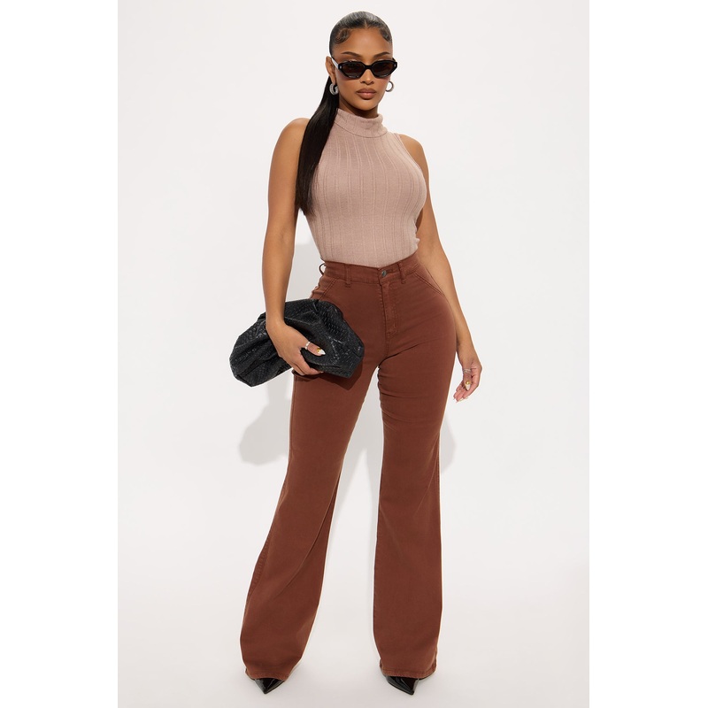Classic Color Trouser Flare Jeans – Brown