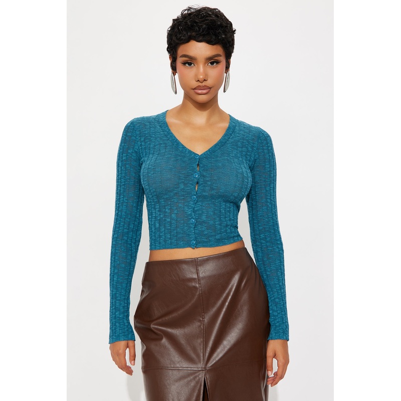 The Joanna Cardigan Top – Teal