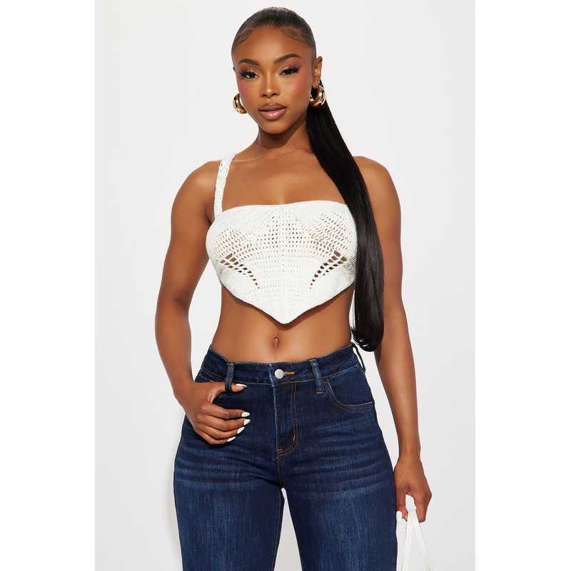 Beach Date Crochet Tank Top – Cream