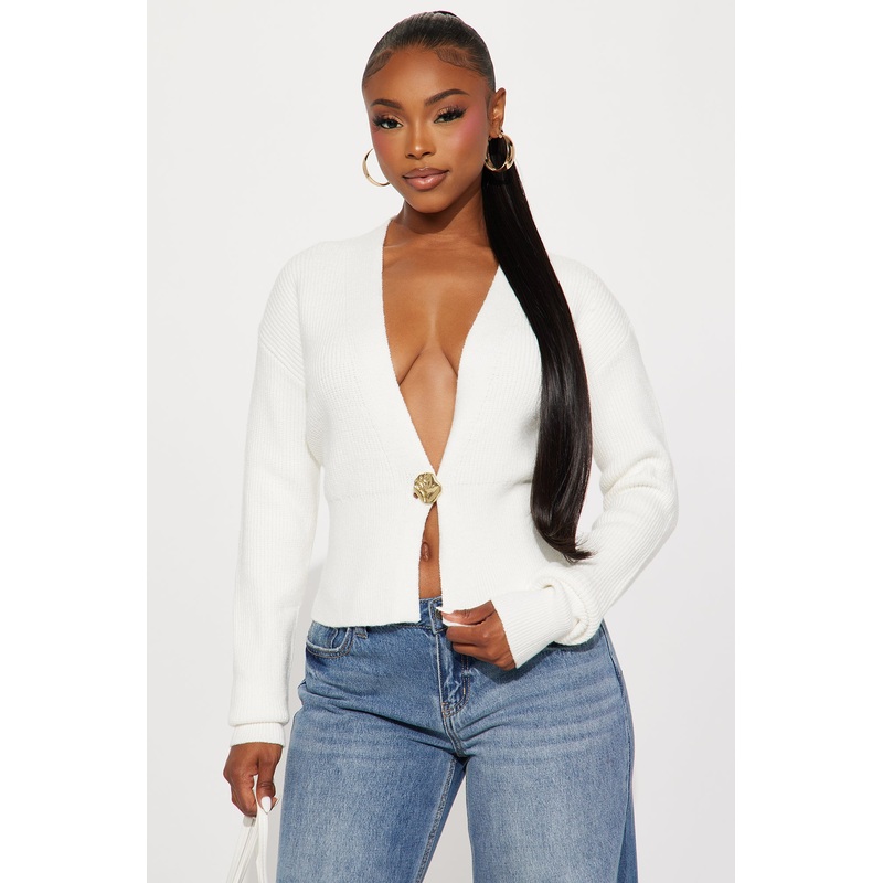 Draya Cardigan Sweater – White