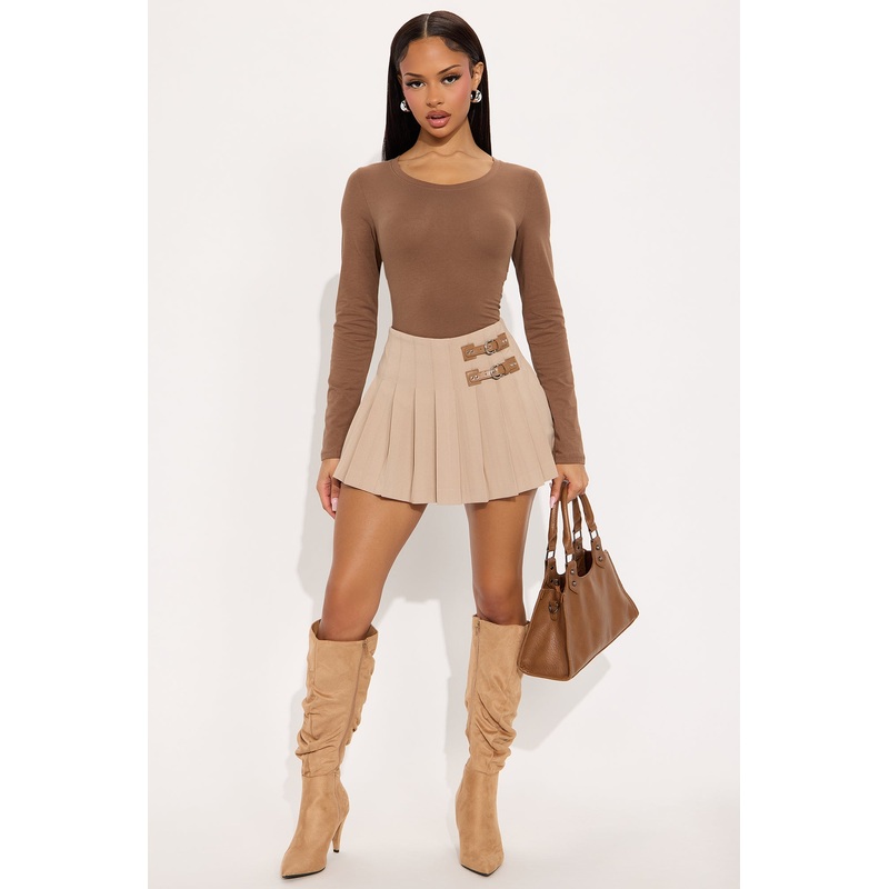 Janice Pleated Skirt – Taupe