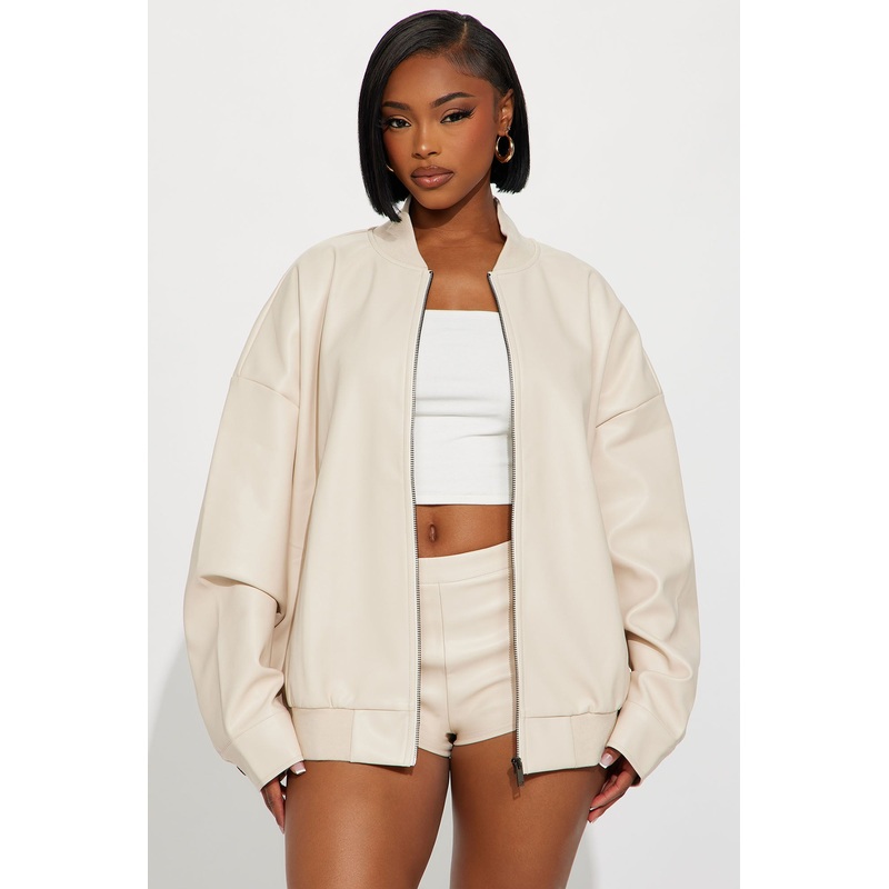 Kelis Oversized Bomber Jacket – Tan