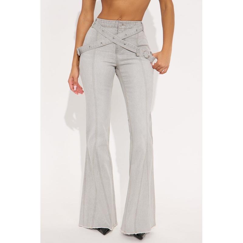 Meet Me Later Soft Stretch Flare Jeans – Grey