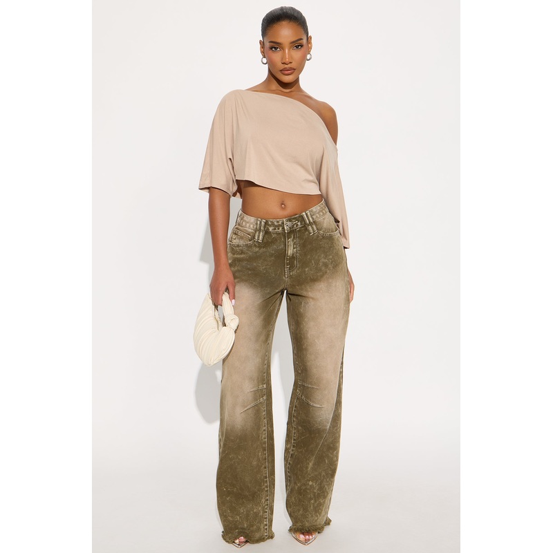 On The Horizon Straight Leg Jeans – Olive