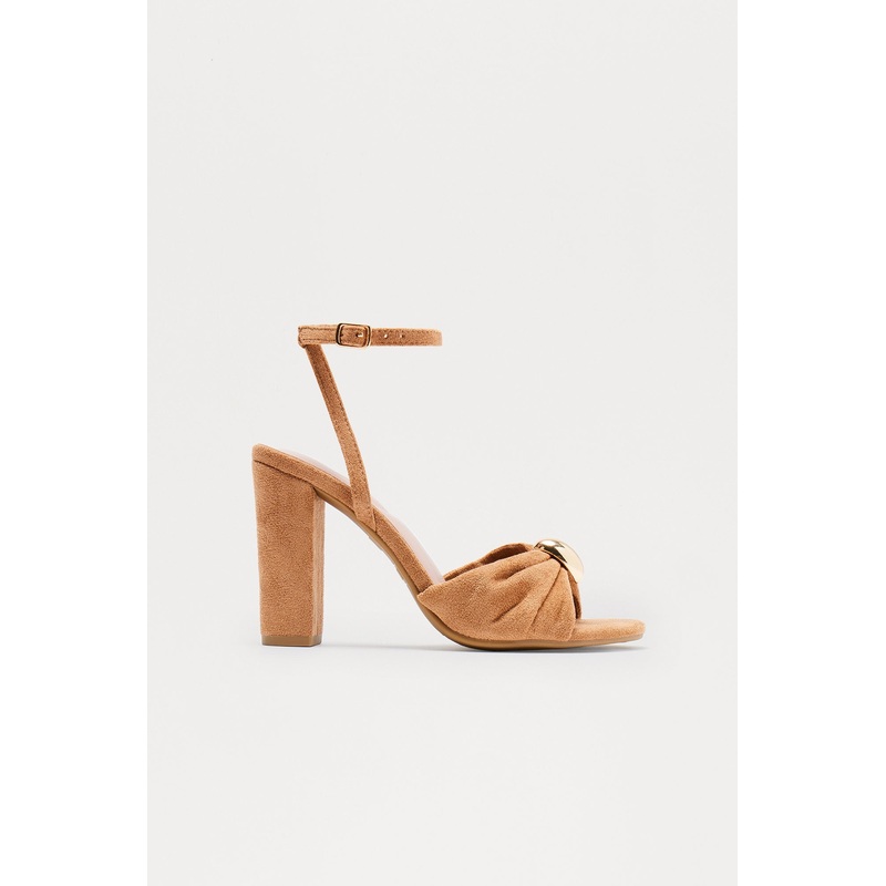 Brookie Hardware Ankle Strap Heels – Camel