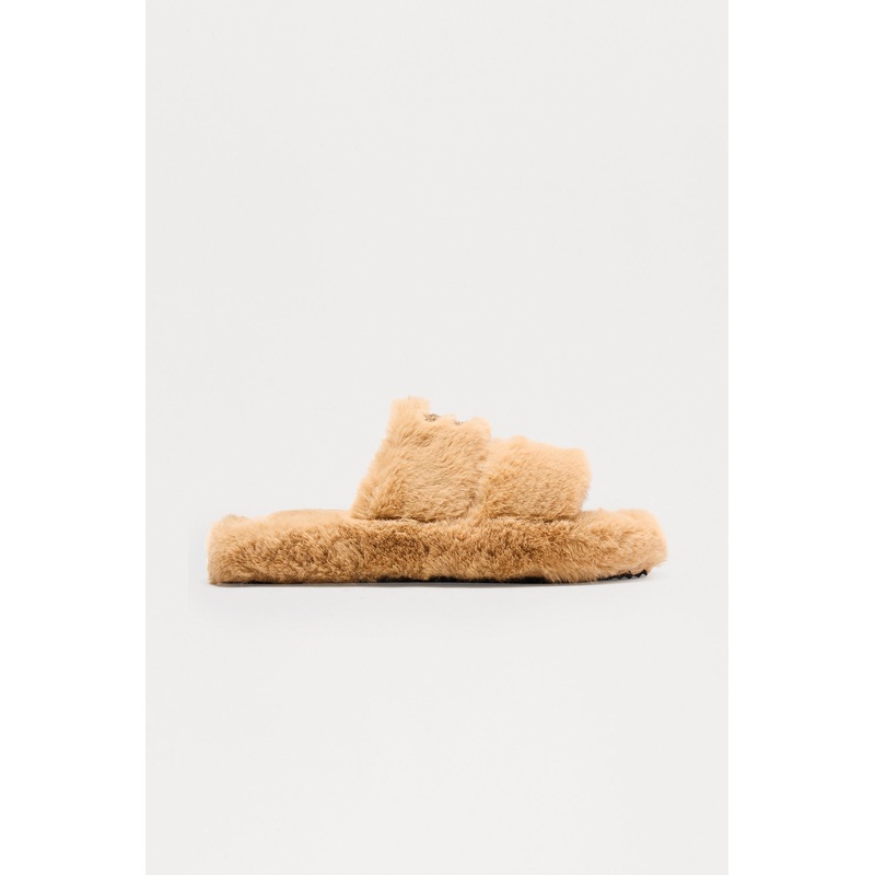 Cappuccino Faux Fur Slippers – Tan
