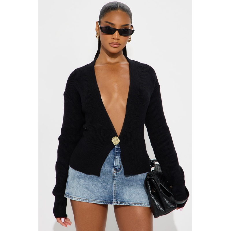 Draya Cardigan Sweater – Black