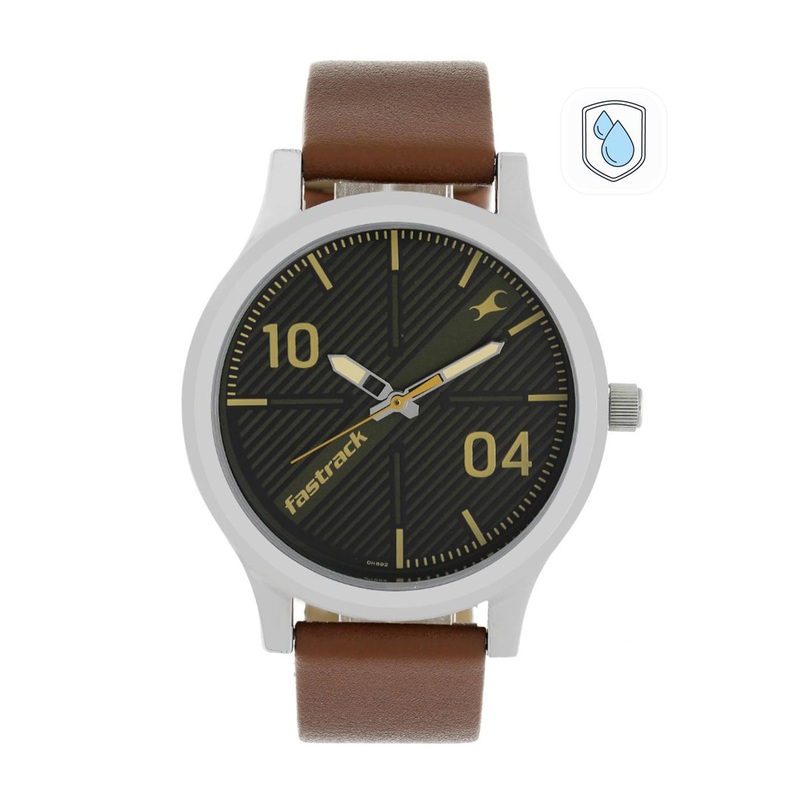 Fastrack Men Olive Green & Black Printed Analogue Watch 38051SL02