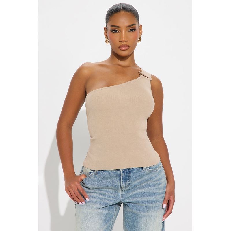 Francesca Hardware Sweater Top – Taupe