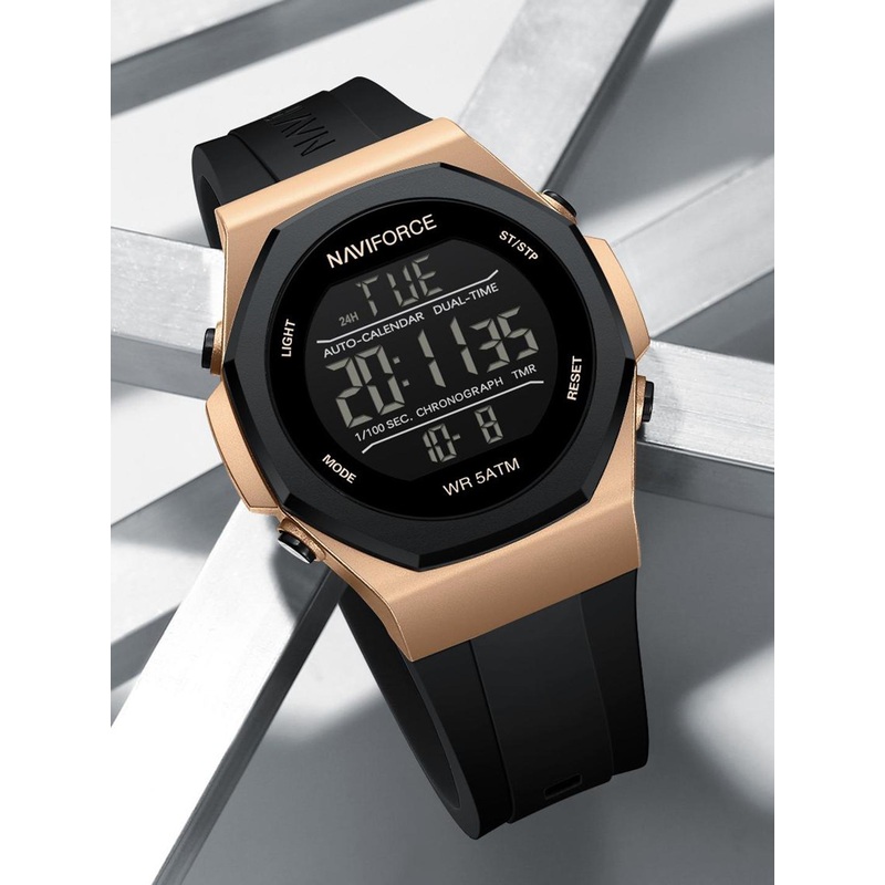 Naviforce Men Round Dial & Straps Digital Watch NF7117 RG B