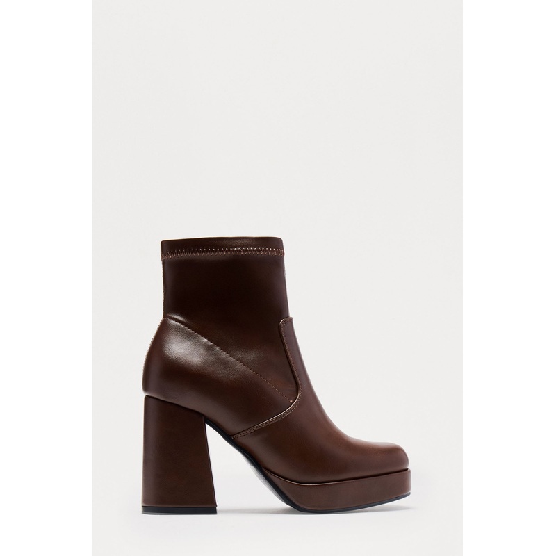 Rebel Platform Booties – Brown