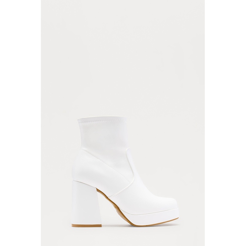 Rebel Platform Booties – White