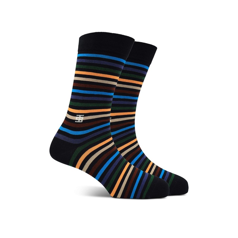 SockSoho Men Striped Calf Length Socks