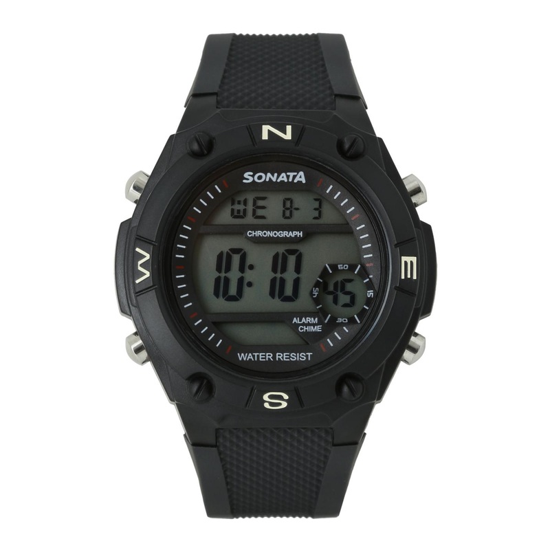Sonata Men Ocean Series Black Digital Watch 77033PP04