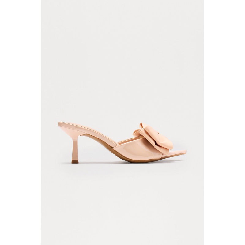 Susie Bow Faux Patent Mules – Nude