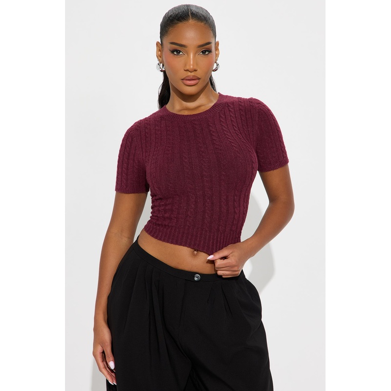 Toasty Plated Pullover Sweater – Burgundy