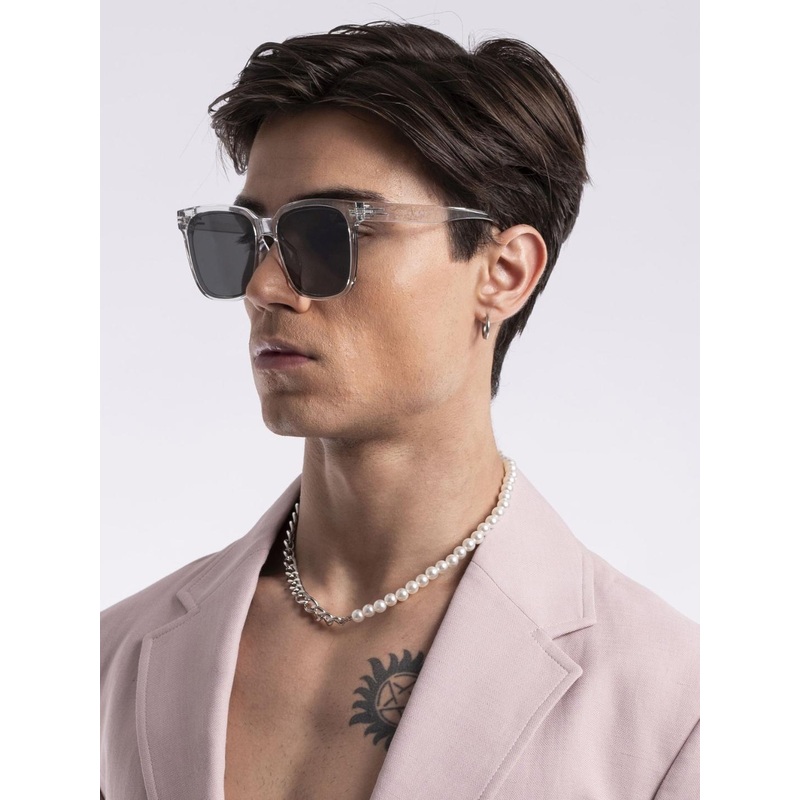 Voyage Unisex Black Lens & White Wayfarer Sunglasses with UV Protected Lens