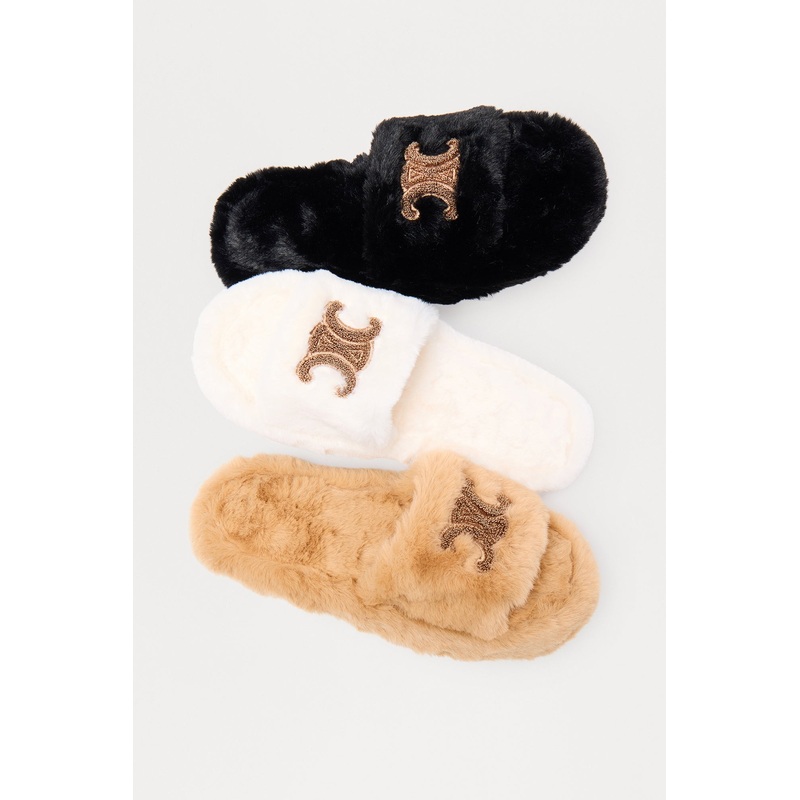 Winda Faux Fur Slippers – Cream