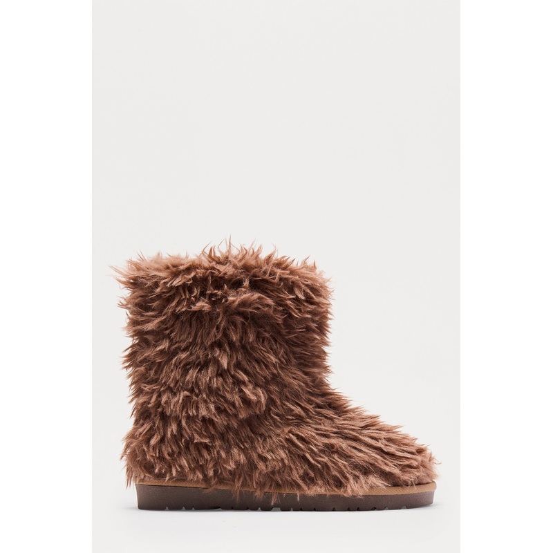 Yetti Faux Fur Booties – Chocolate