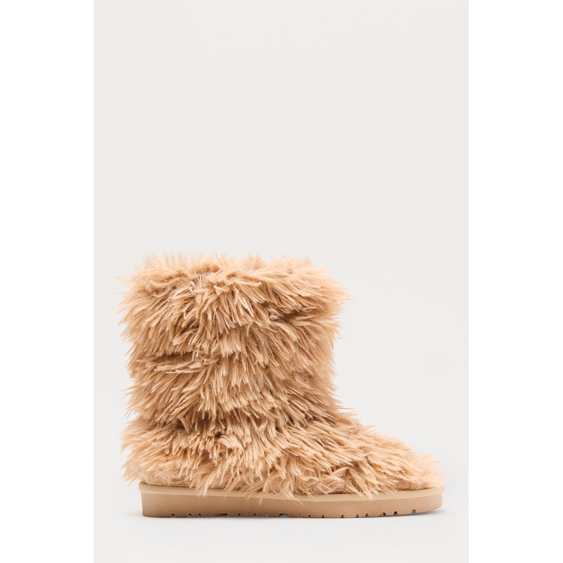 Yetti Faux Fur Booties – Nude