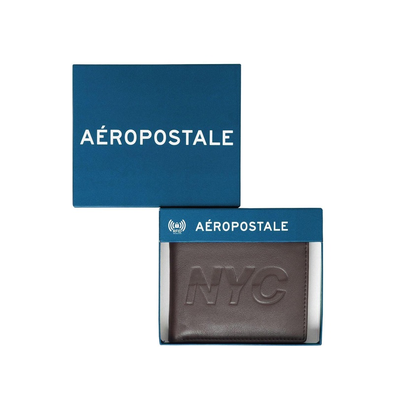 Aeropostale Men Typography Leather Two Fold Wallet