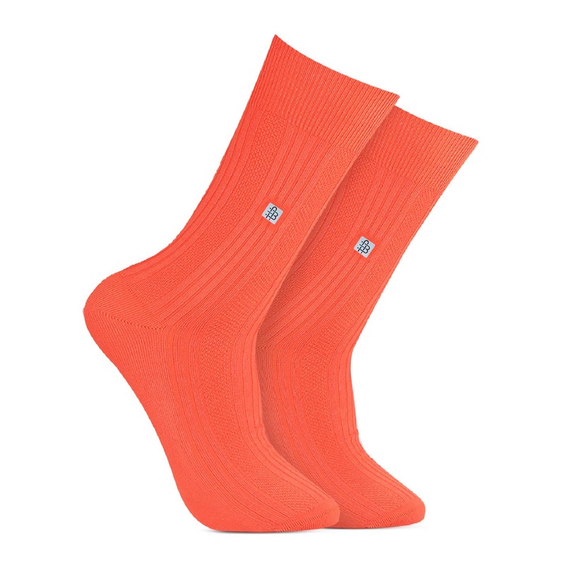 Bonjour Men Orange Solid Calf-Length Cotton Socks