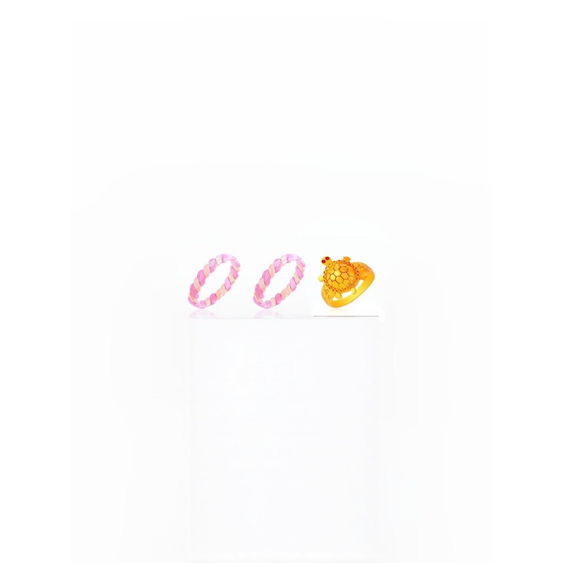 Dynamic Retail Global Set of 3 Ring for Men, Multicolor-Yellow Alloy Ring ()