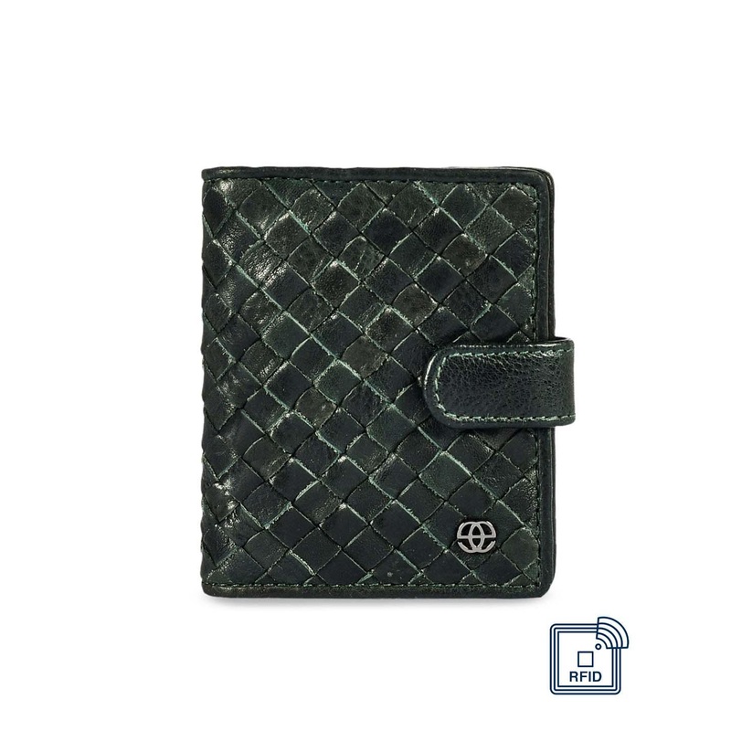 Eske Men Green Leather Textured Card Holder