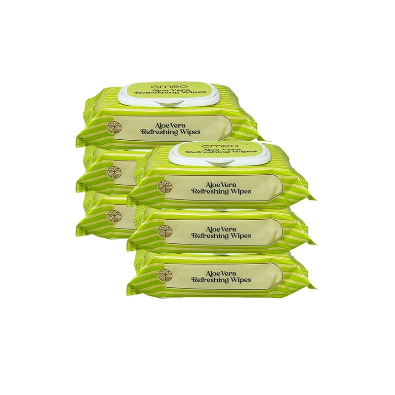 Omeo Set Of 6 Aloe Vera Refreshing Alcohol Free Face Wipes- 25 Pcs Each