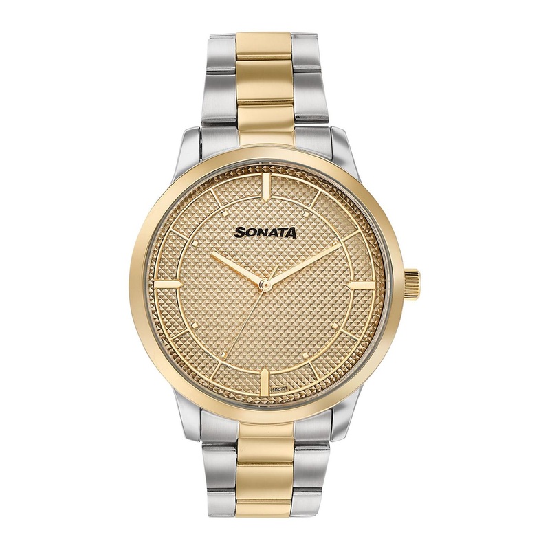 Sonata Men Dial & Stainless Steel Bracelet Style Straps Analogue Watch 77148BM01