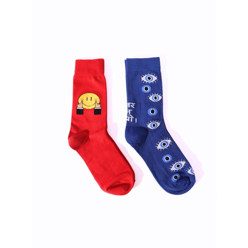 Thela Gaadi Pack Of 2 Patterned Calf-Length Socks