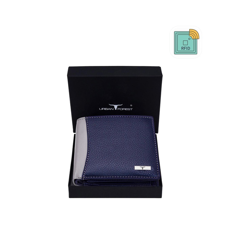 URBAN FOREST Men Textured Leather RFID Two Fold Wallet