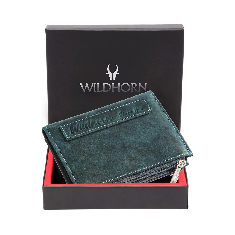 WildHorn Men Blue Abstract Textured Leather Two Fold Wallet