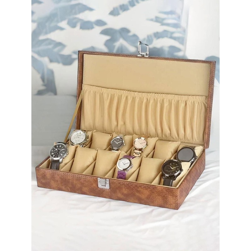 ZENWOOD Tan Brown 12 Slots Watch Organiser