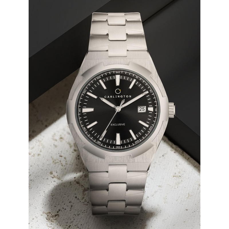CARLINGTON Men Radium Dial Analogue Watch Exclusive 8877 Steel Black