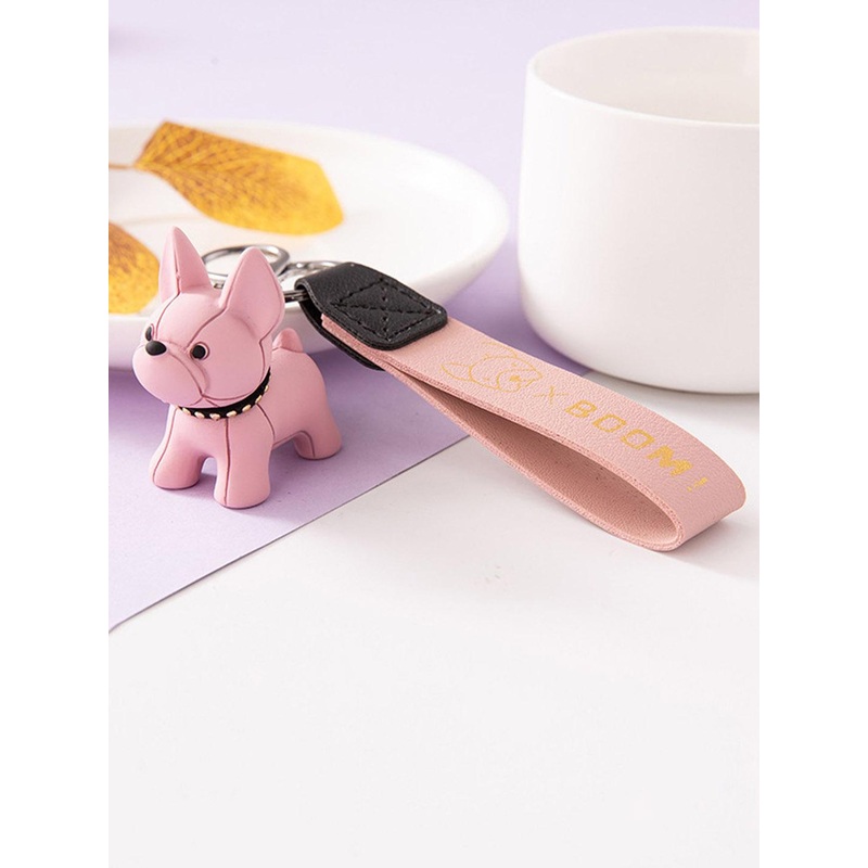 Flenzy Cute Bulldog Puppy Miniature Keychain With leather Belt