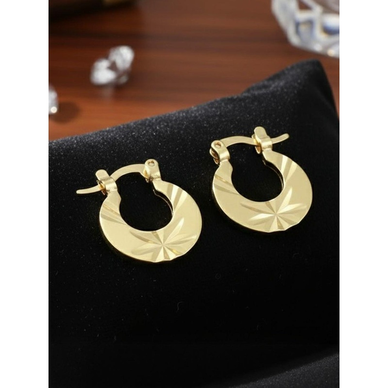 Inites Unisex Set Of 2 Stainless Steel Gold-Plated Circular Shaped Hoop Earrings