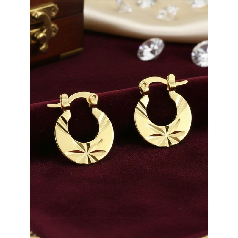 Inites Unisex Stainless Steel Gold-Plated Circular Shaped Hoop Earrings